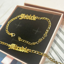 Load image into Gallery viewer, Figaro Name Bracelet Old English Font
