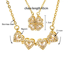 Cargar imagen en el visor de la galería, Clover 4 Heart Magnet Charm Necklace
