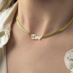18K Custom Old English Name Necklace