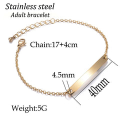 Custom Engraved Thin Bar Child Adult Bracelet
